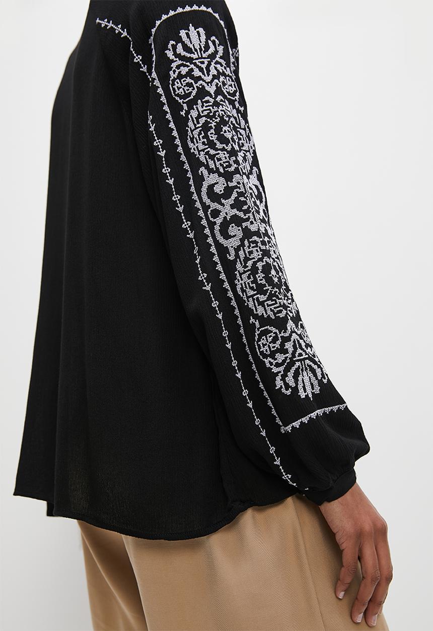 edit - Embroidered overshirt - black