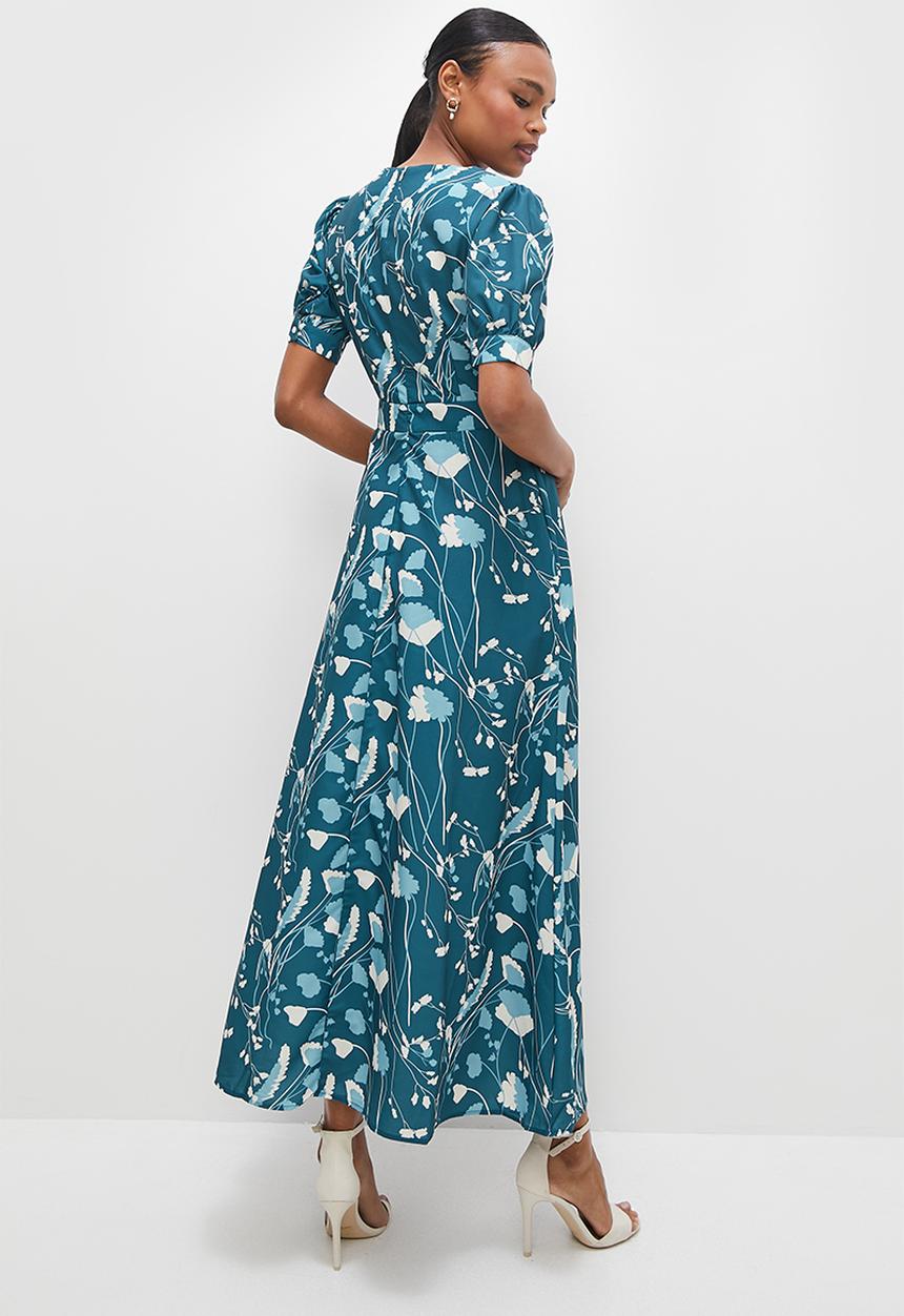 edit - Deep v-neck linen resort maxi - minimal abstract