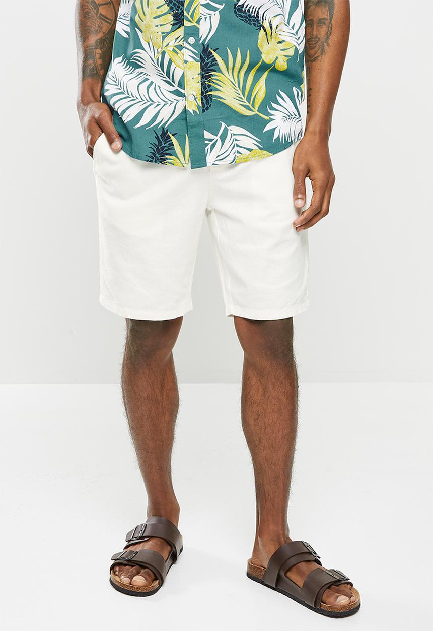 Only & Sons - Onslinus shorts linen mix gw  - bright white