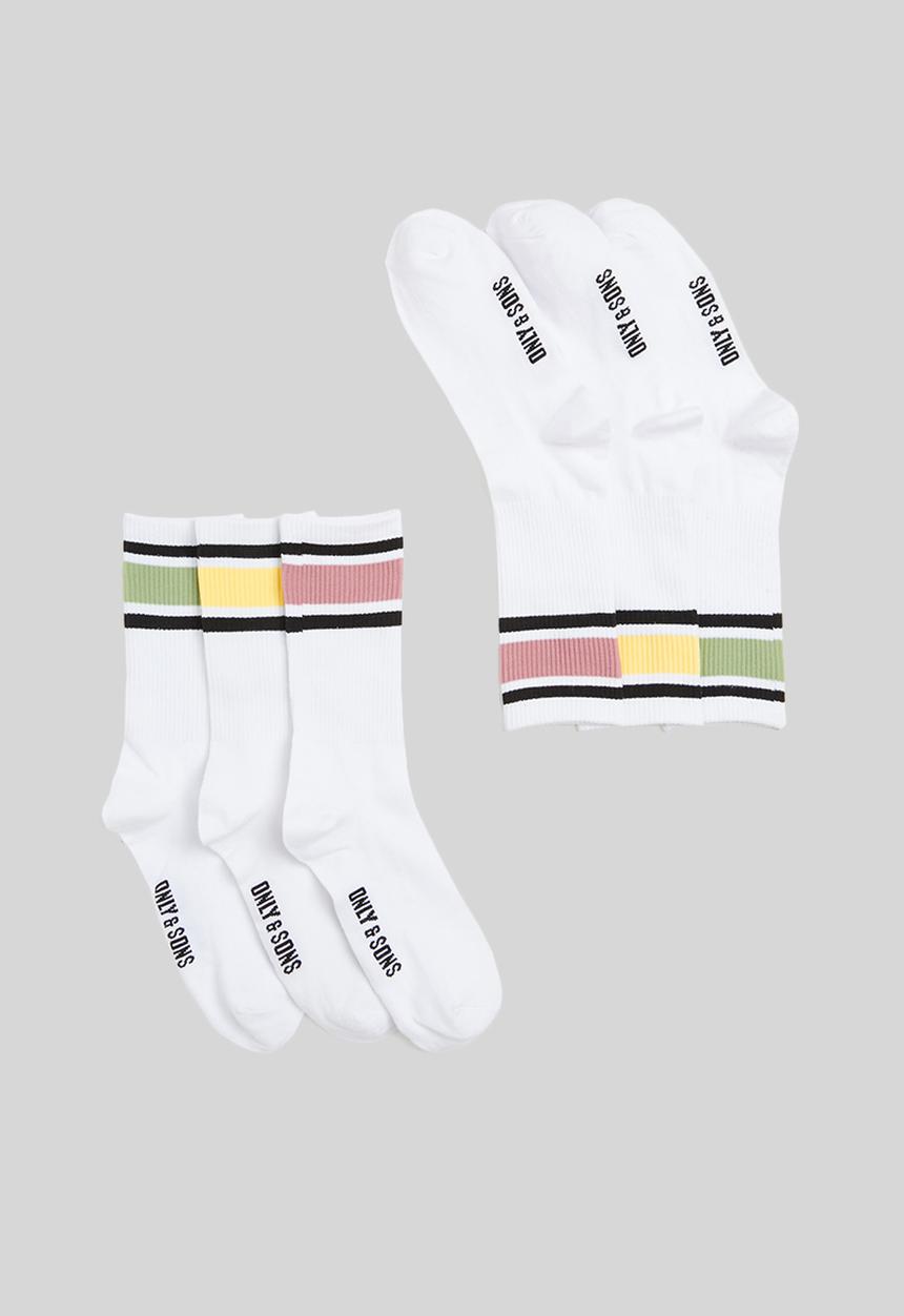 Only & Sons - Onsperson stripe 3-pack tennis sock-cus/ros/res stripes