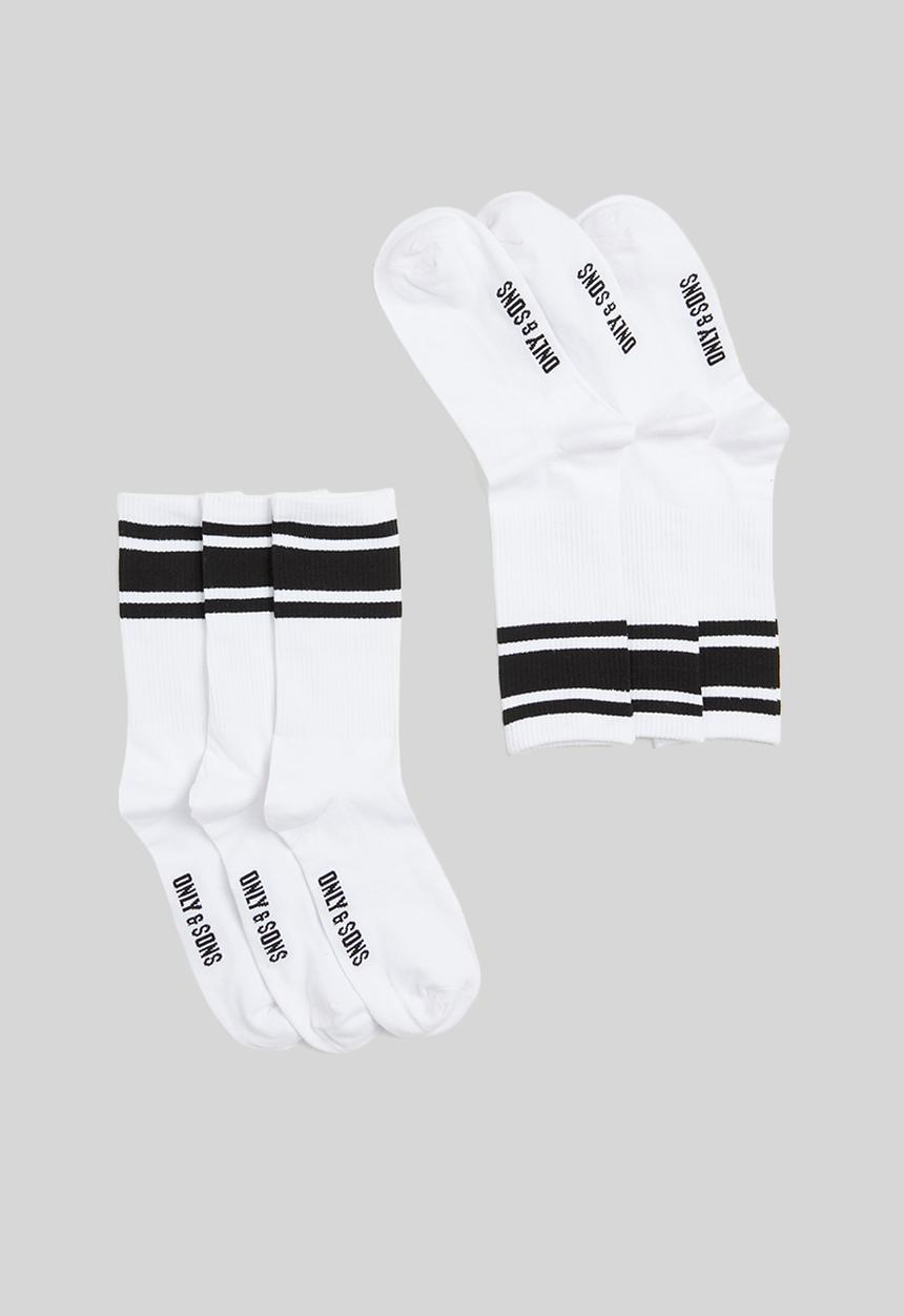 Only & Sons - Onsperson stripe 3-pack tennis sock - white
