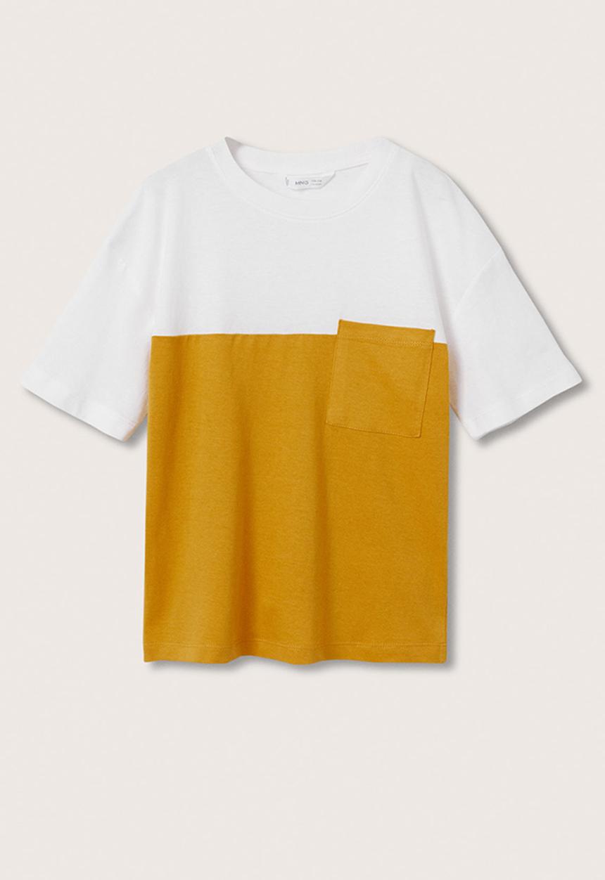MANGO - T-shirt block - yellow