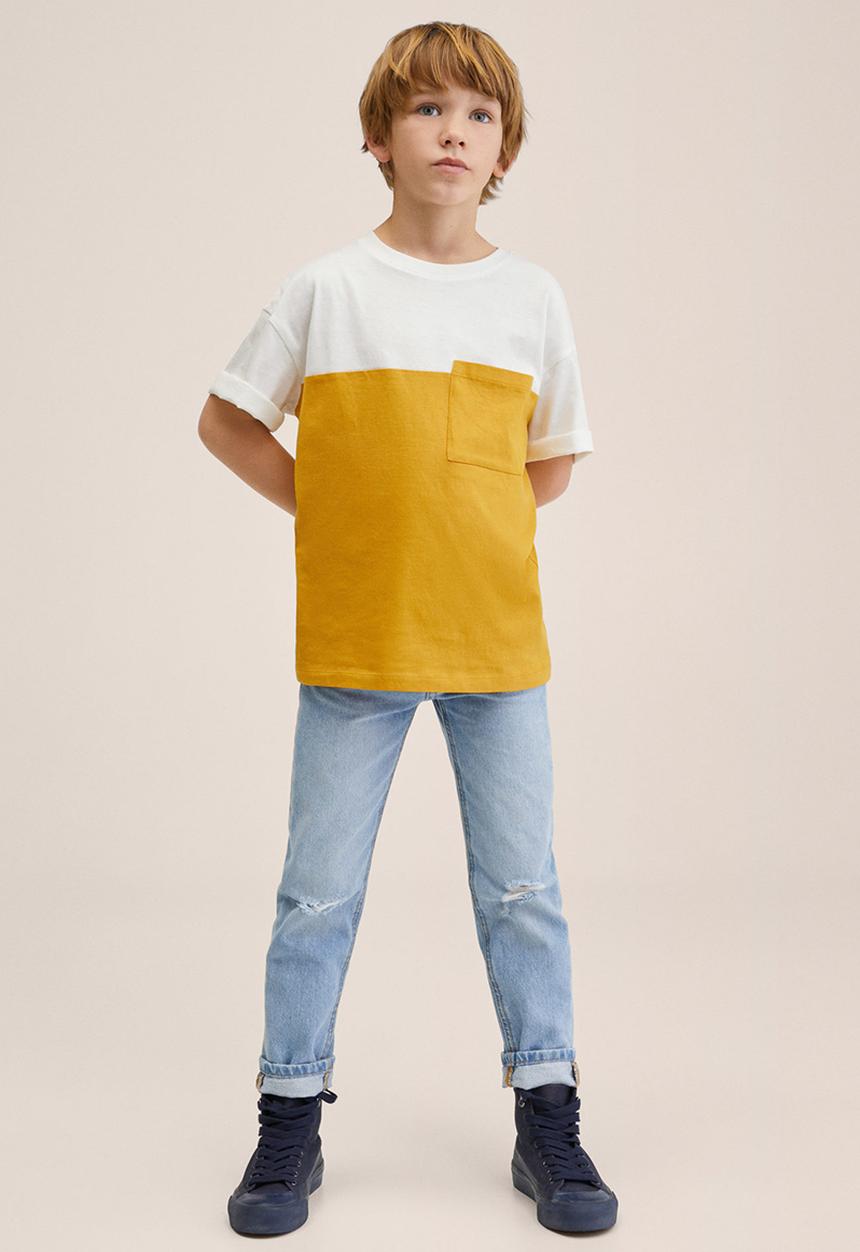MANGO - T-shirt block - yellow