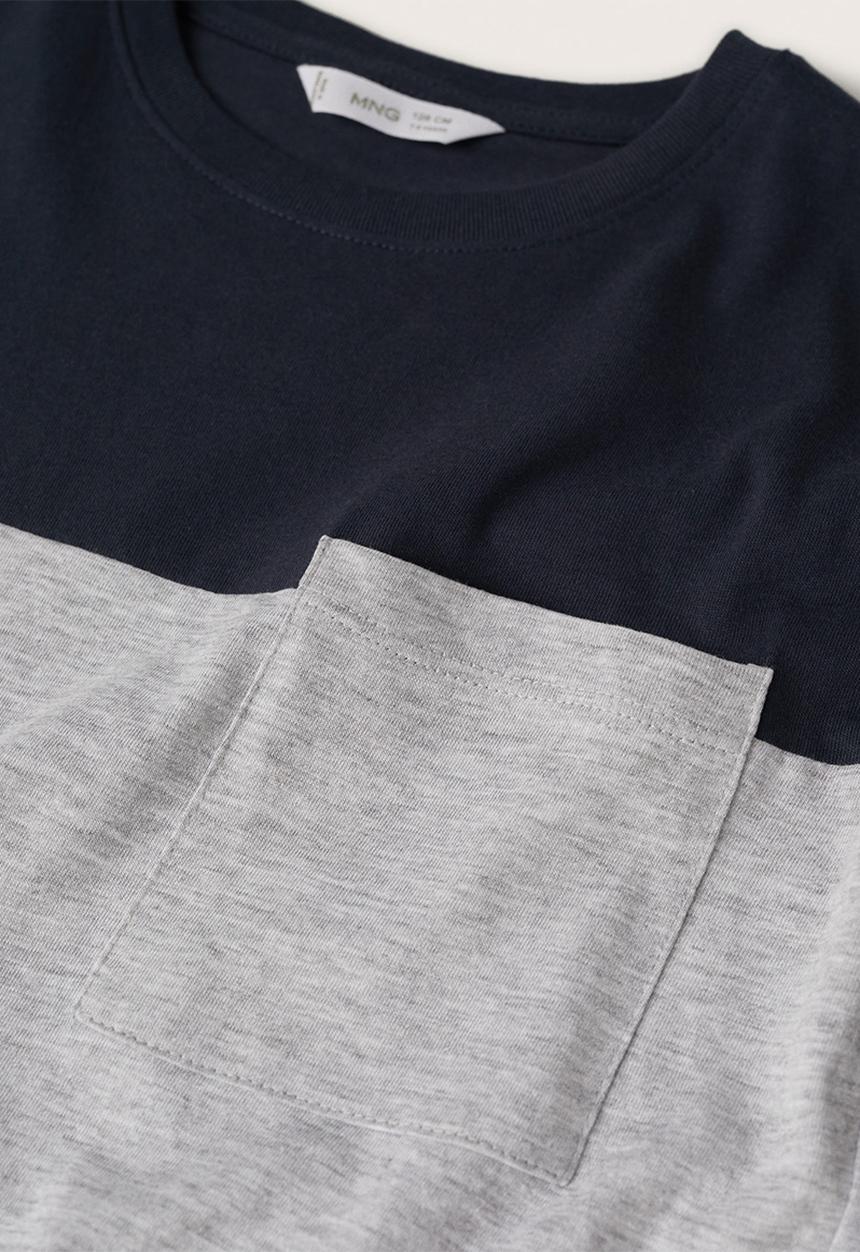 MANGO - T-shirt block - navy & grey
