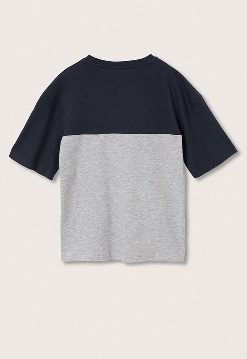 MANGO - T-shirt block - navy & grey
