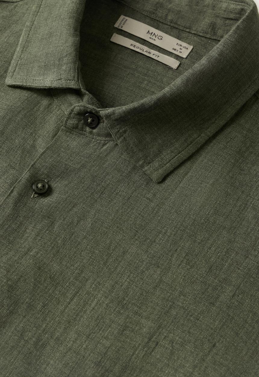 MANGO - Parrot linen shirt  - green