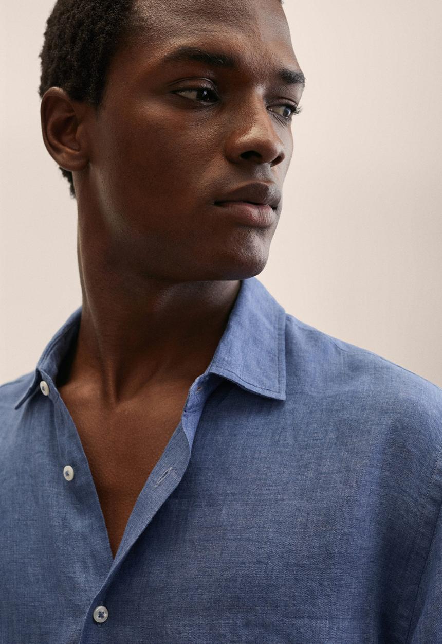 MANGO - Parrot linen shirt  - blue