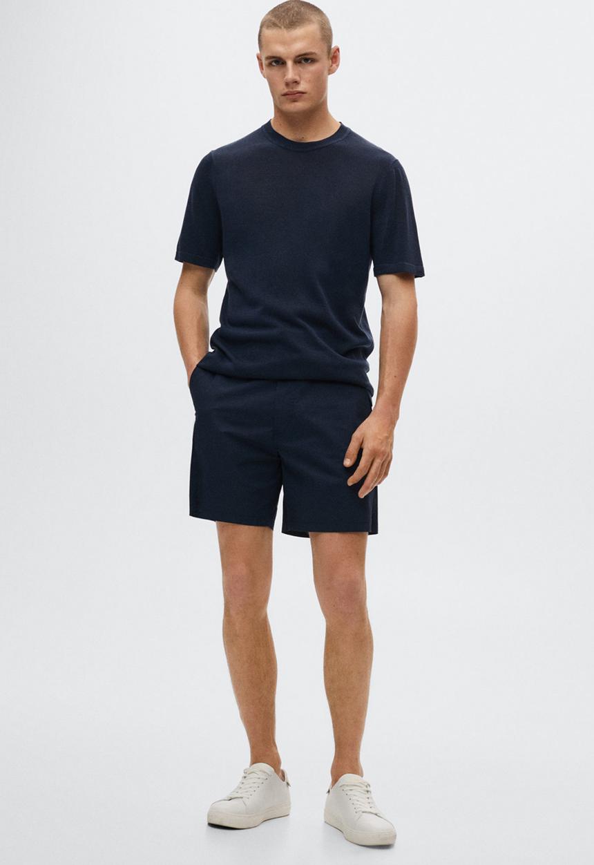 MANGO - Bermuda shorts - navy & gen