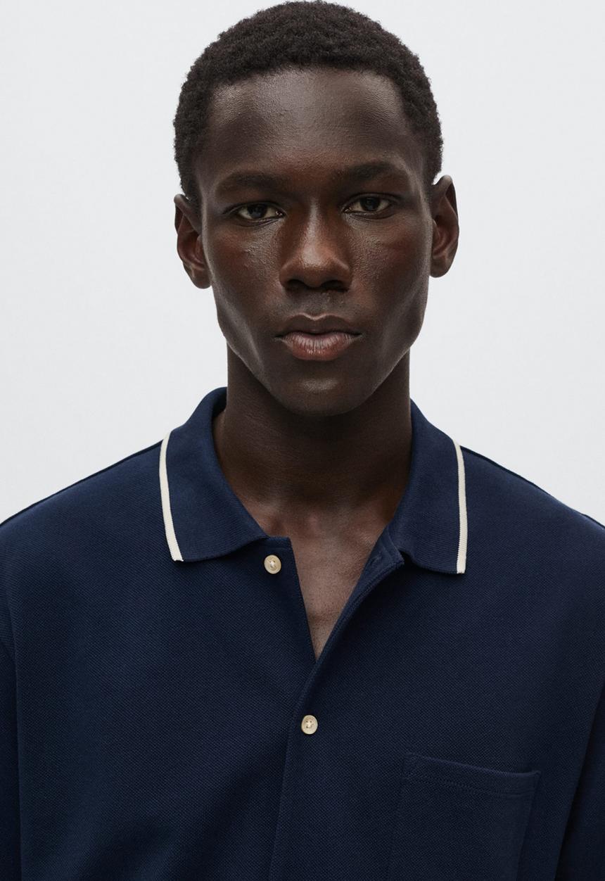 MANGO - Aloe golfer button shirt - navy
