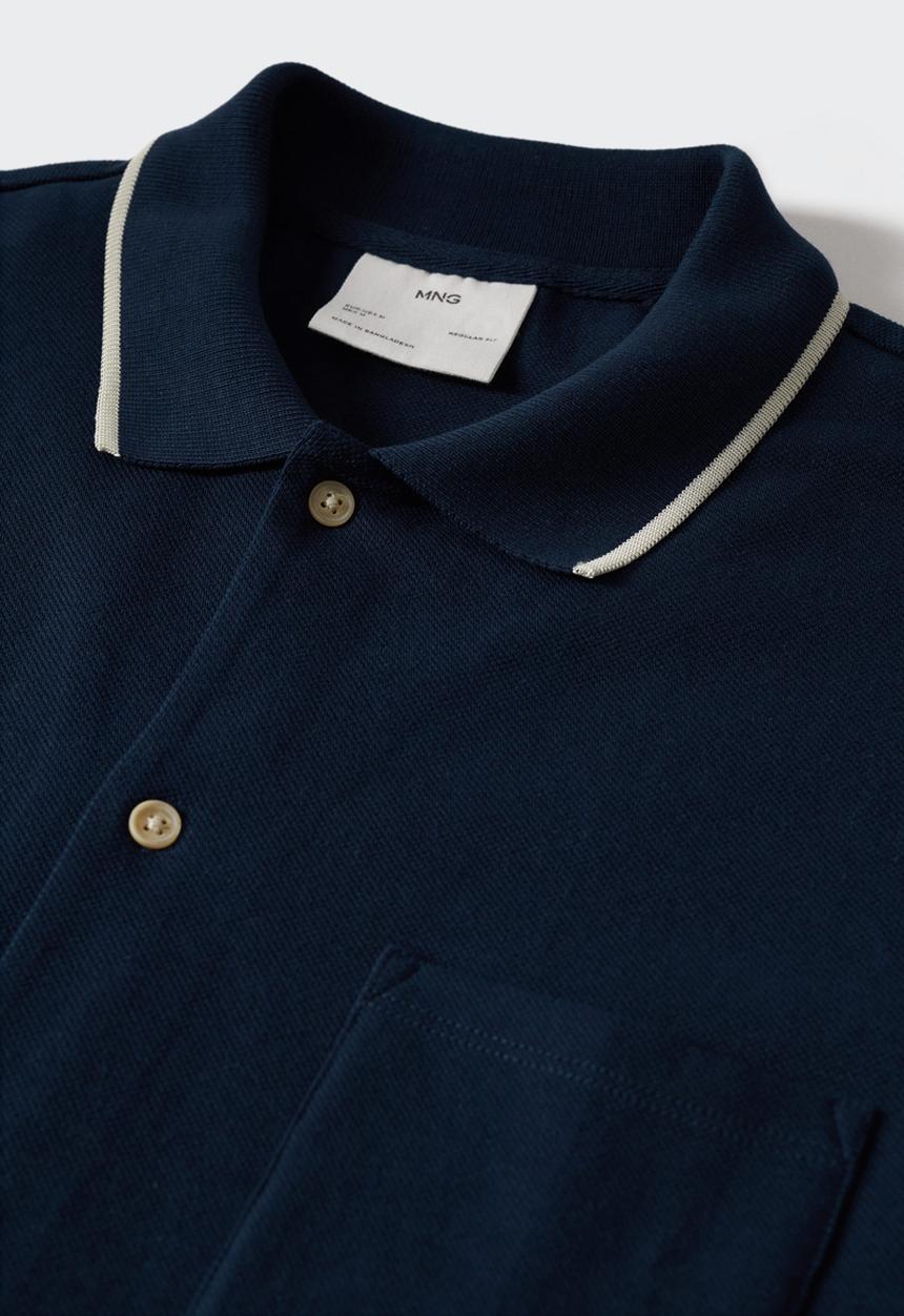 MANGO - Aloe golfer button shirt - navy