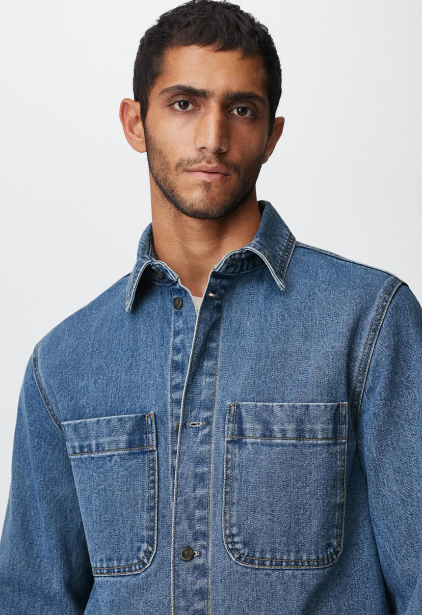 MANGO - Howard pocket denim overshirt - blue