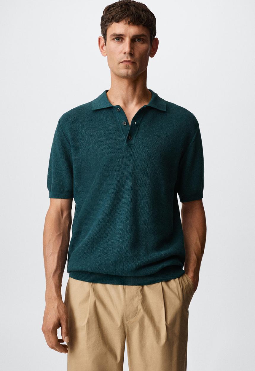 MANGO - Goya textured golfer - blue