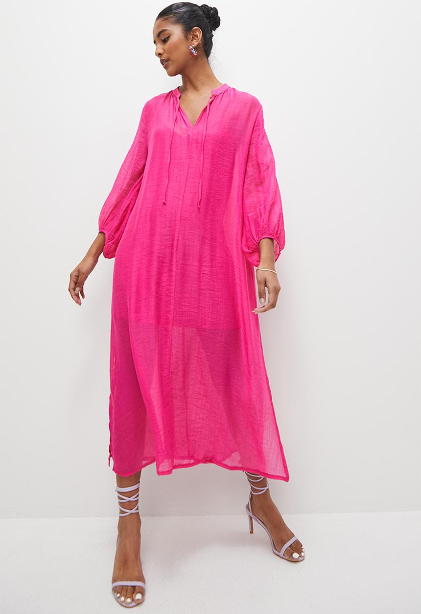 VELVET - Balloon sleeve kaftan - hot magenta