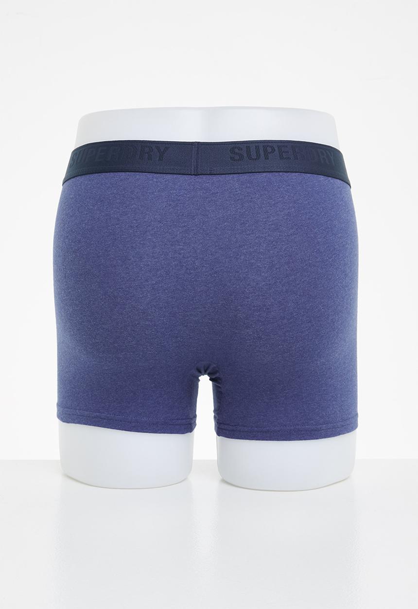 Superdry. - Boxer multi double pack - bright blue & navy marl