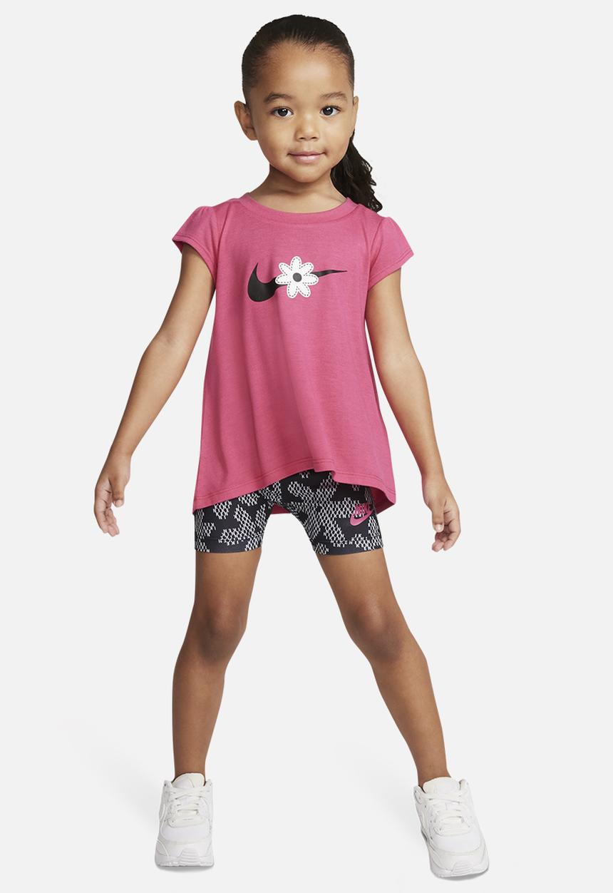 Nike - Nike girls sport daisy bike short set - black & pink
