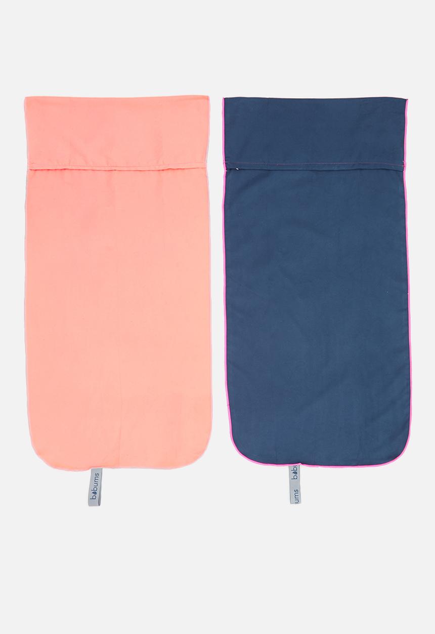 Bobums - Gym towel with zip set of 2 - coral  & navy