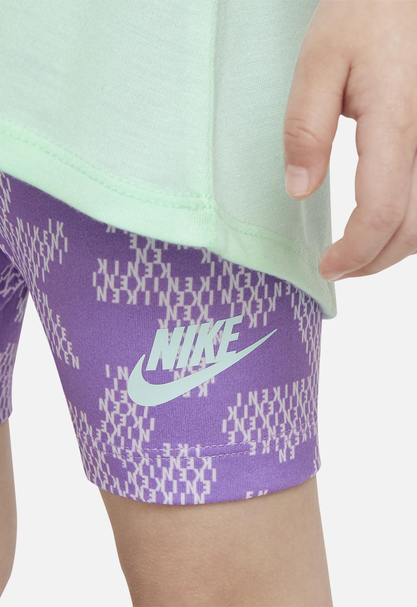Nike - Nike girls sport daisy bike short set - violet shock & mint 