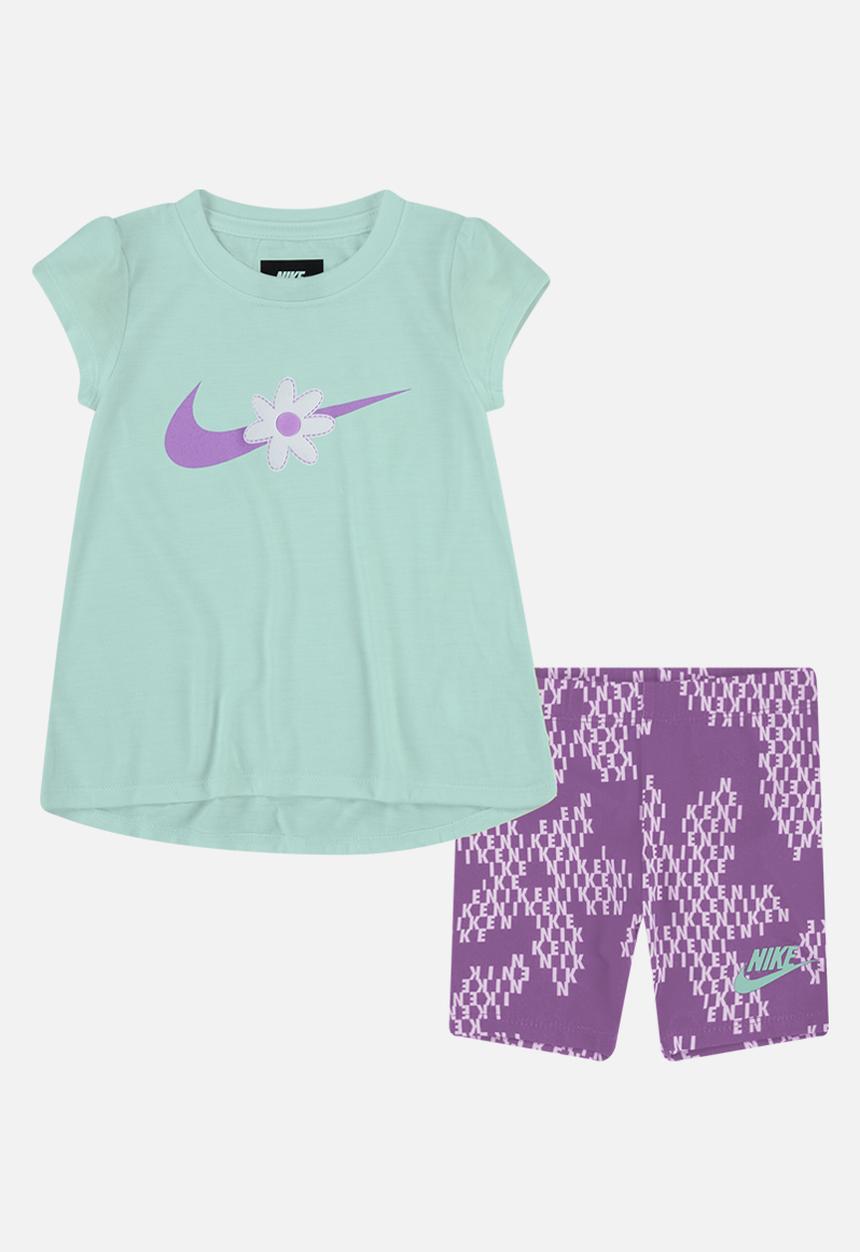 Nike - Nike girls sport daisy bike short set - violet shock & mint 