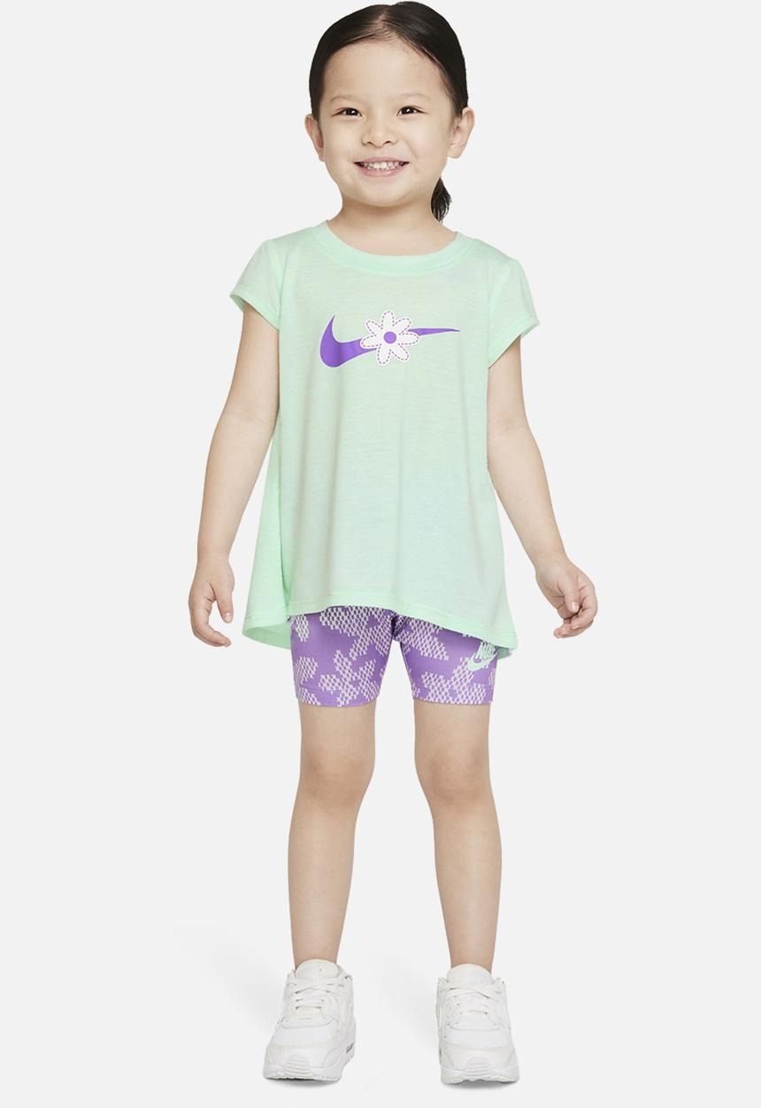 Nike - Nike girls sport daisy bike short set - violet shock & mint 