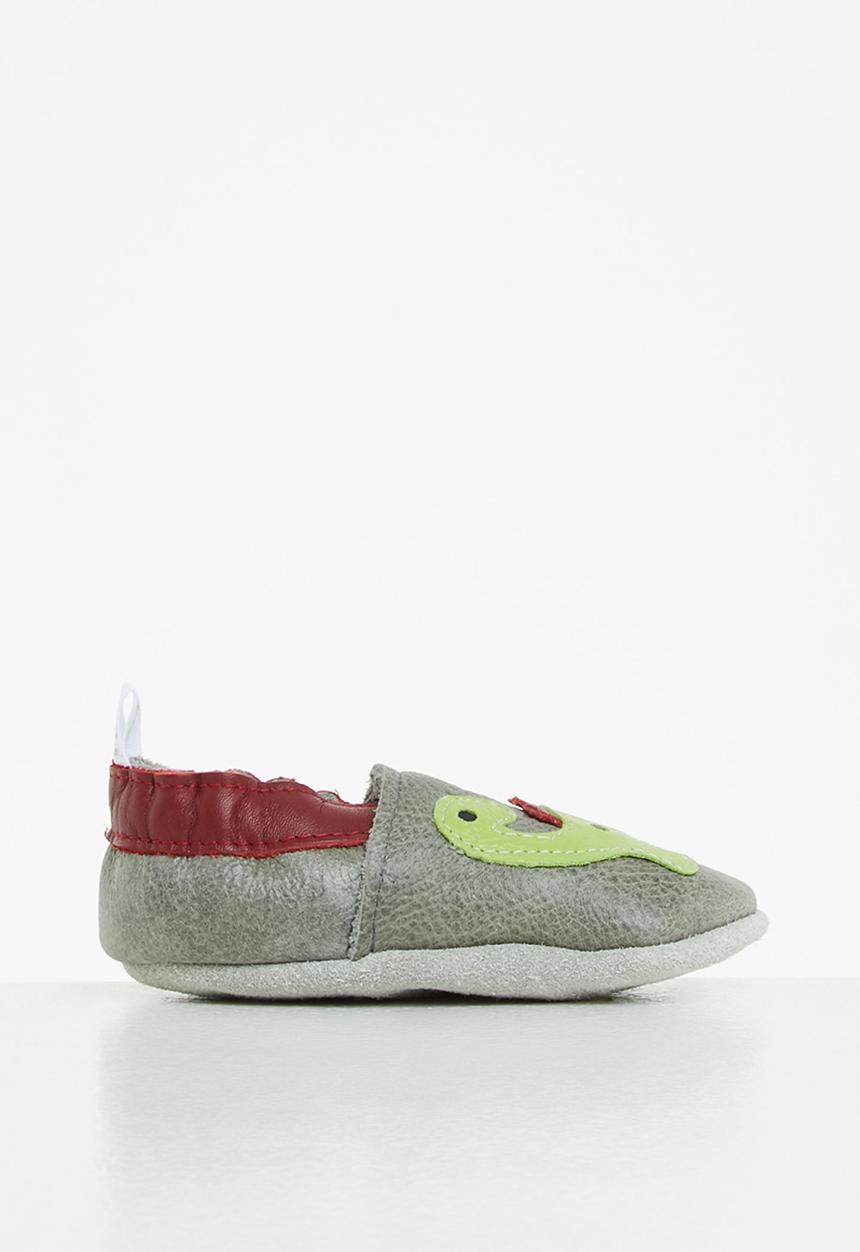 Pitta-Patta Shoes - Friendly dino leather boys shoes -  grey