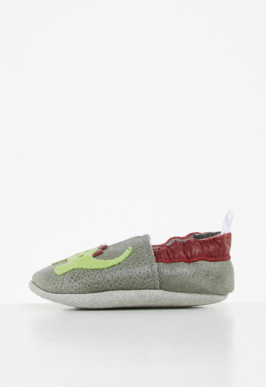 Pitta-Patta Shoes - Friendly dino leather boys shoes -  grey