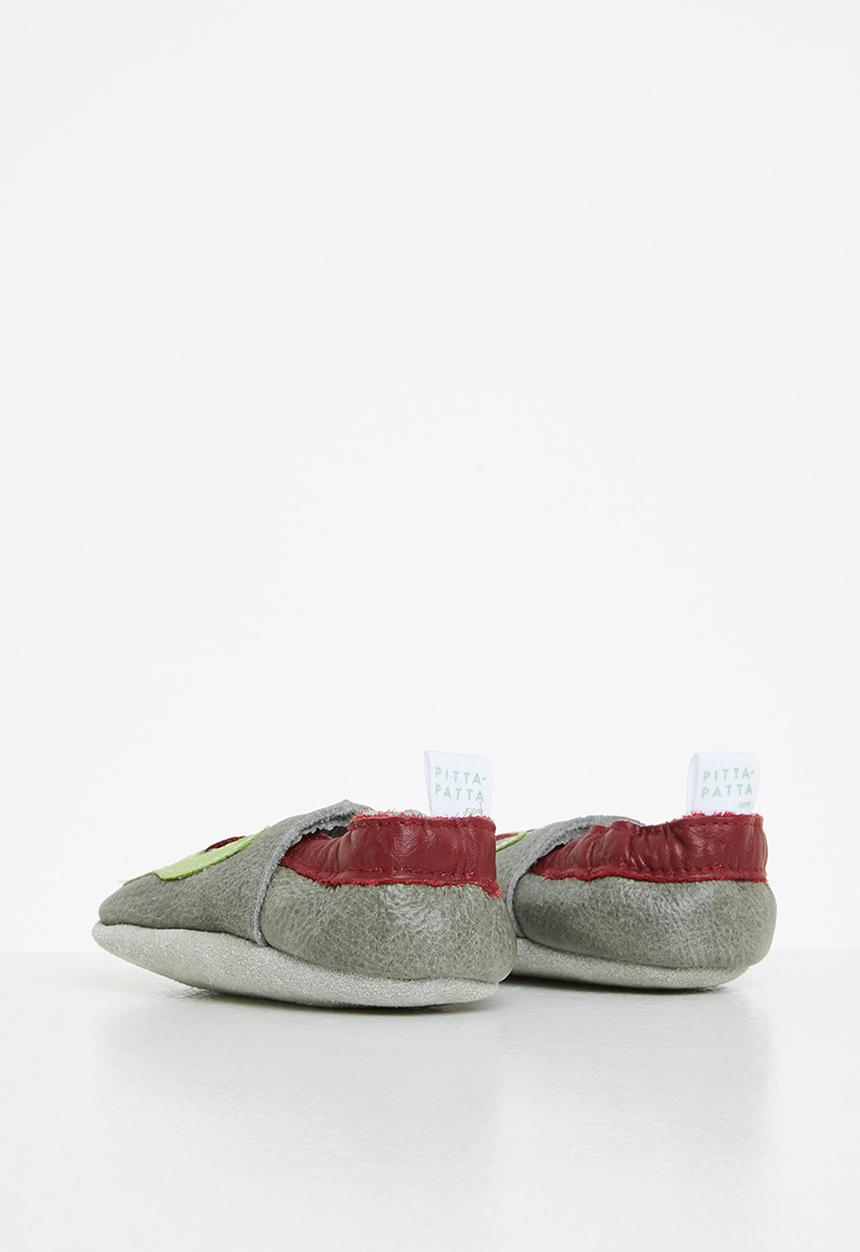 Pitta-Patta Shoes - Friendly dino leather boys shoes -  grey
