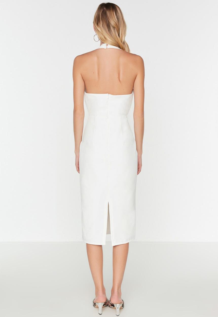 Trendyol - Halter cutout detail dress - white