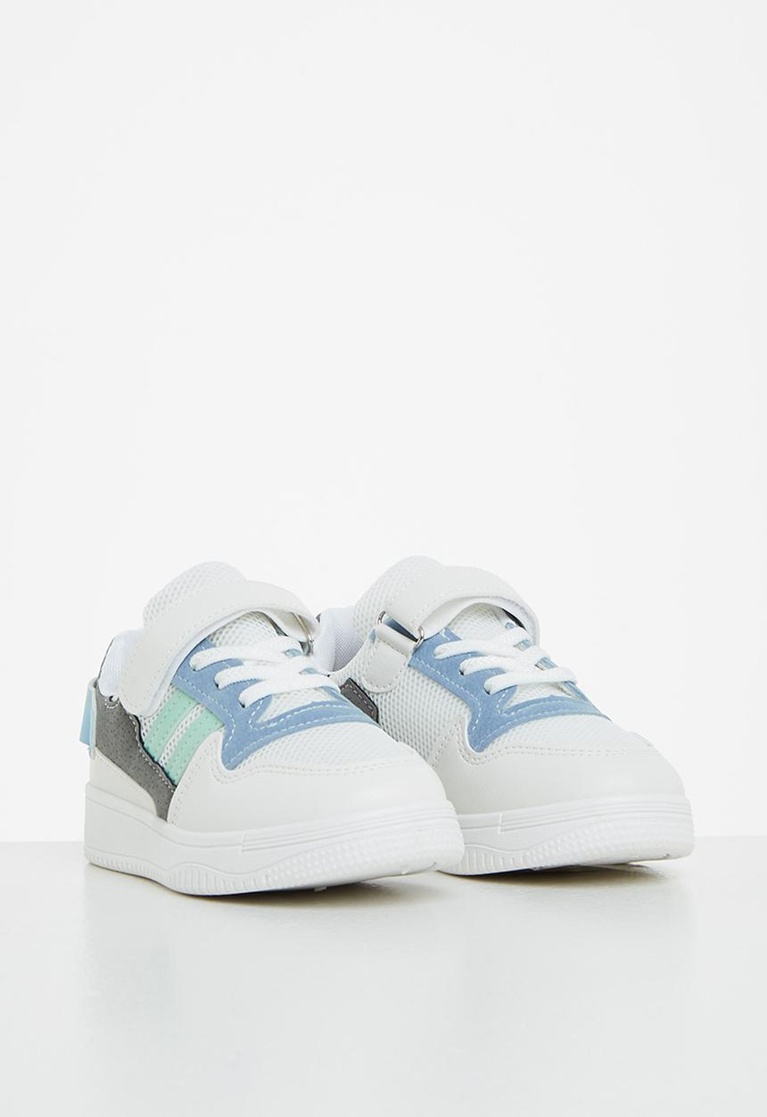 Pop Candy - Boys colour block sneaker - white & blue