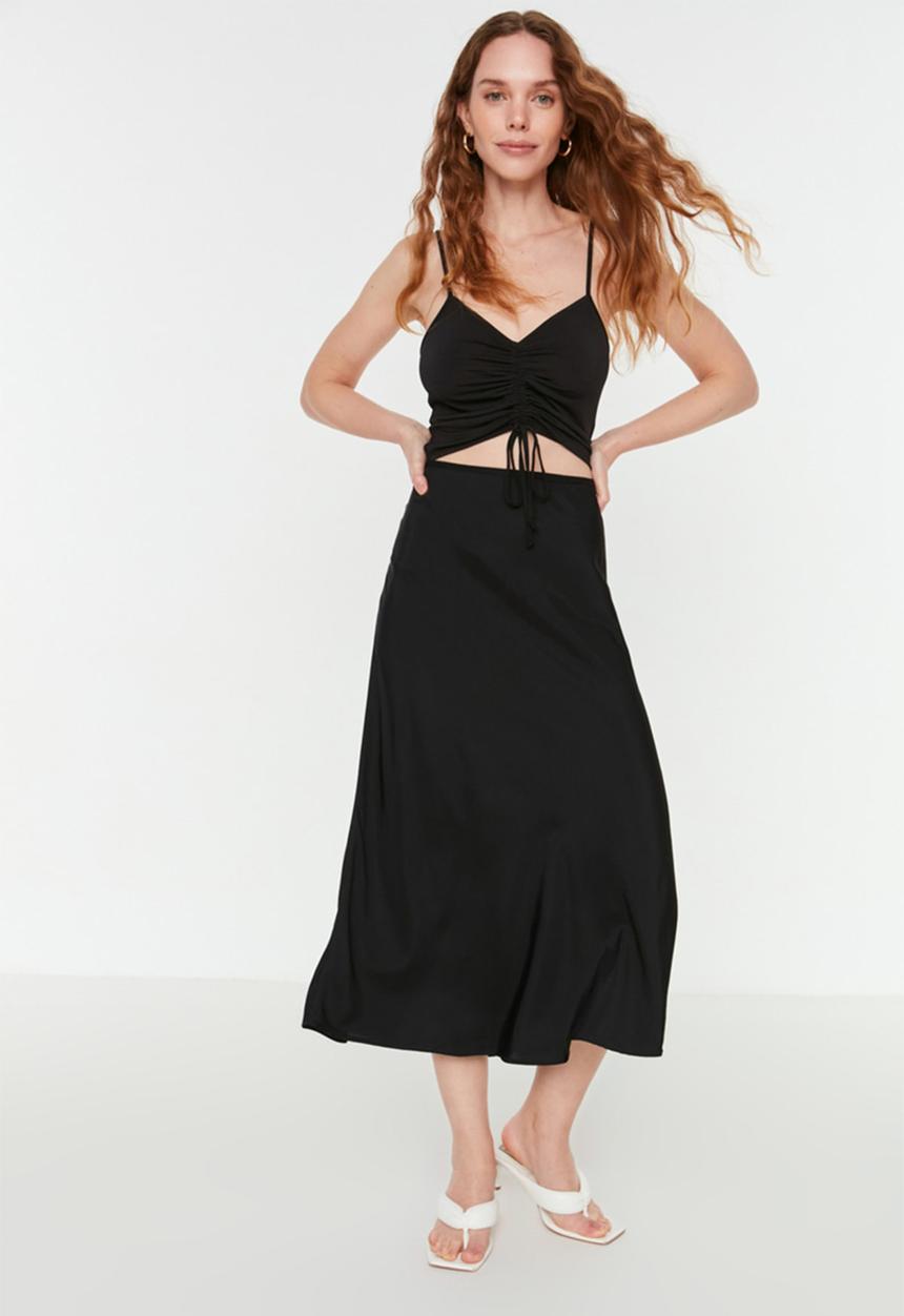Trendyol - High waist flared skirt - black
