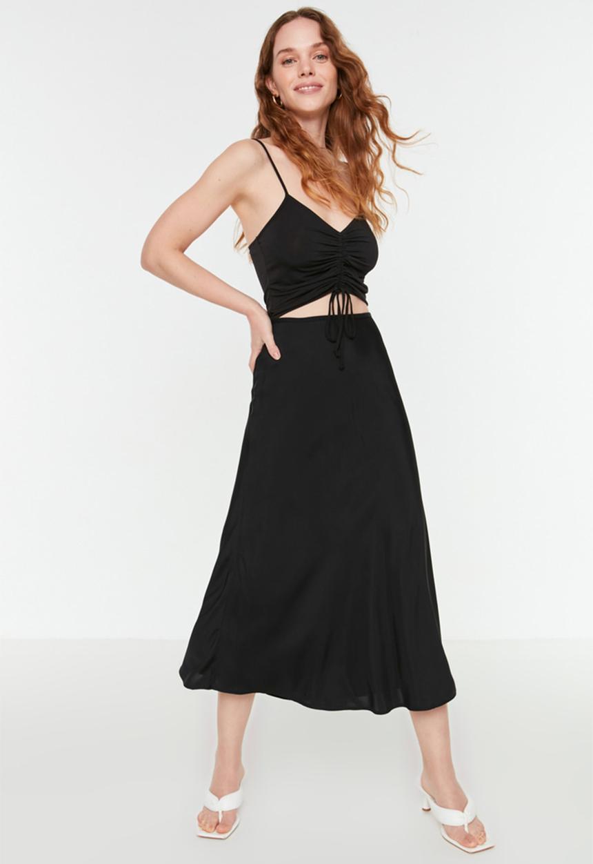 Trendyol - High waist flared skirt - black