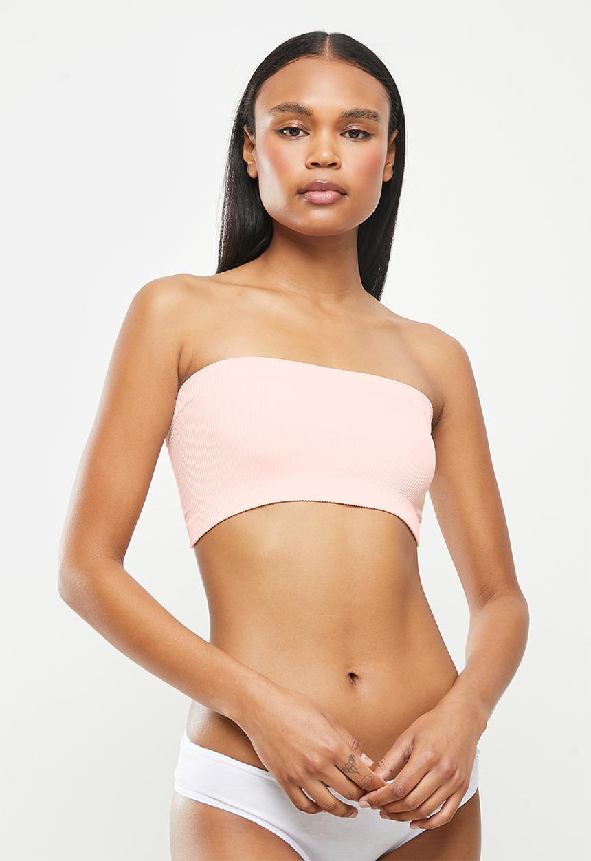 Cotton On - Rib and lace bandeau bra - neutral