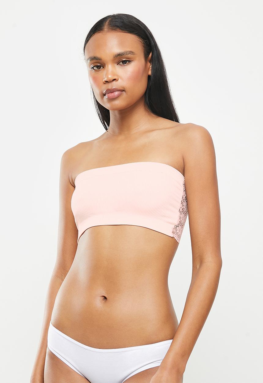 Cotton On - Rib and lace bandeau bra - neutral