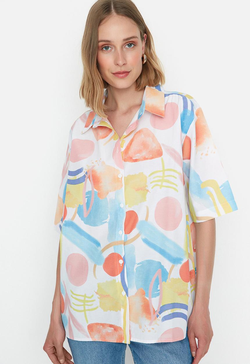Trendyol - Tall printed short sleeve shirt - multi