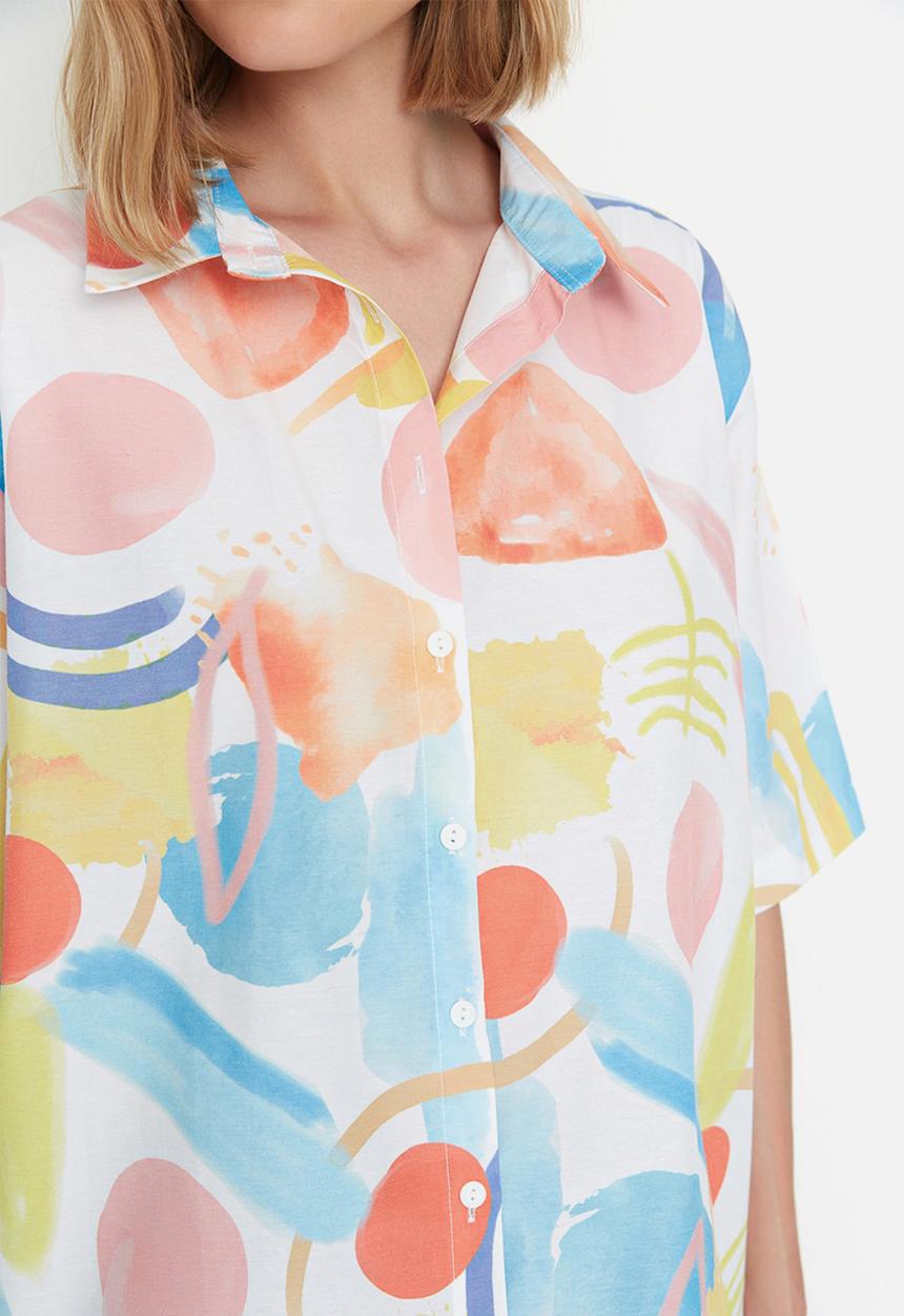 Trendyol - Tall printed short sleeve shirt - multi