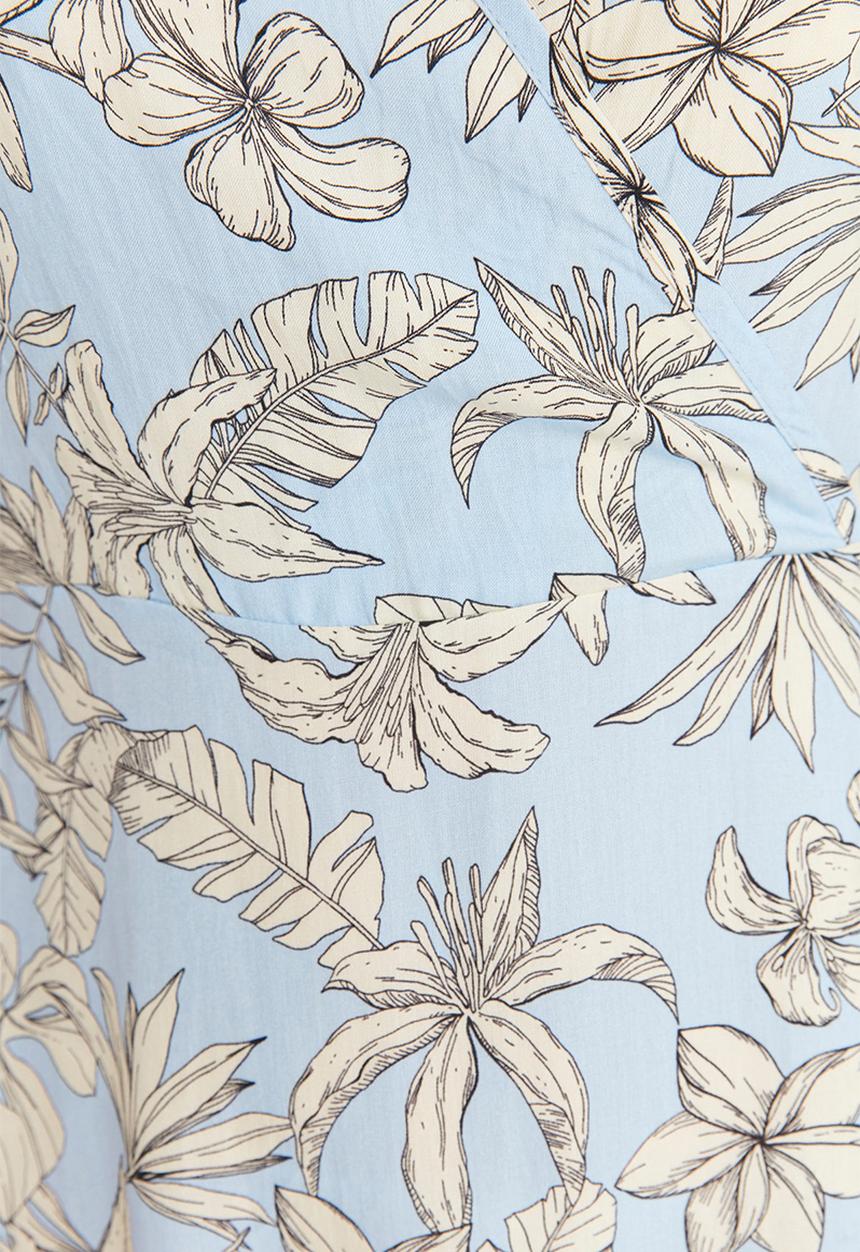 Trendyol - Plus floral v-neck woven dress - blue