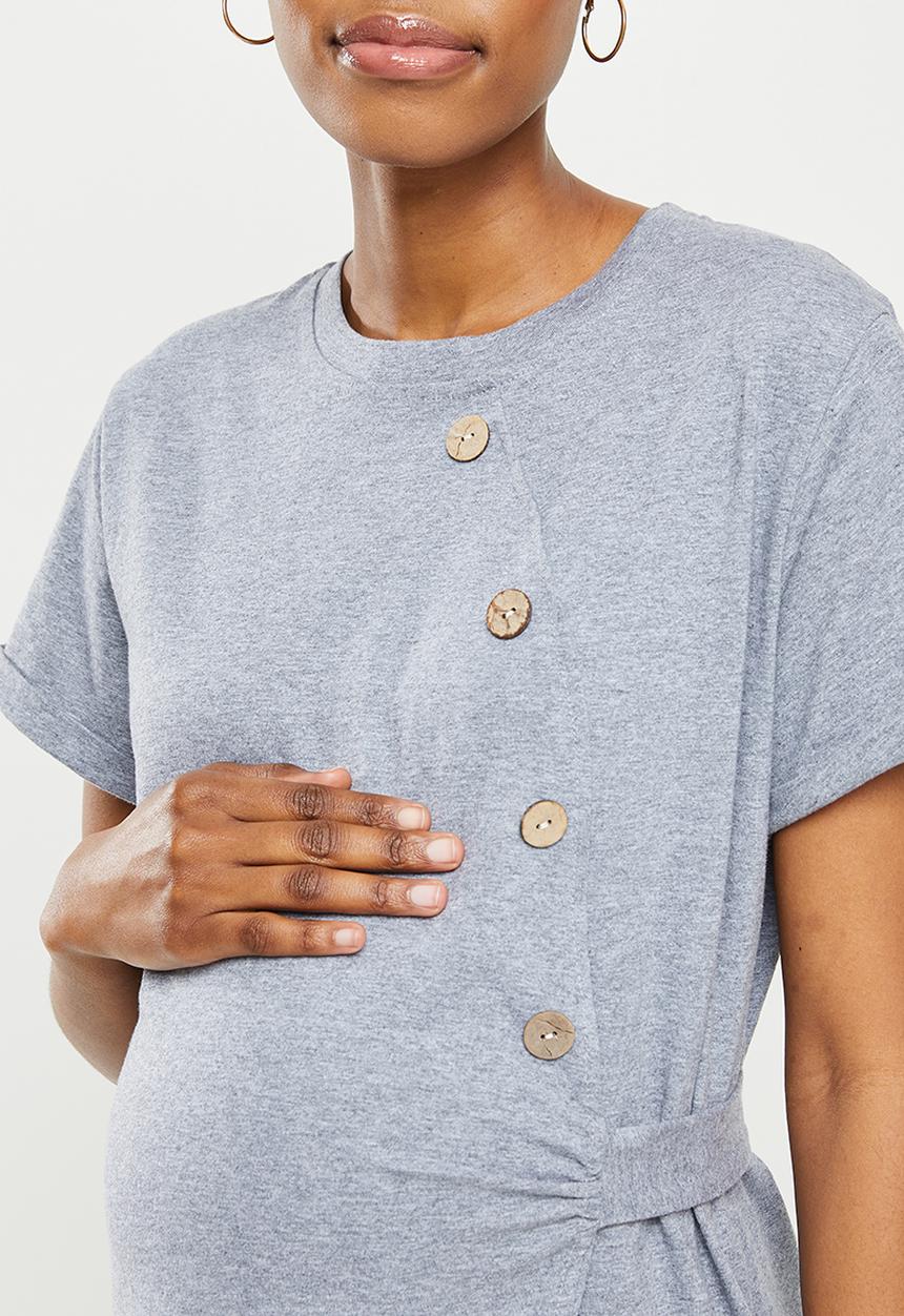 dailyfriday - Maternity tie back dress - grey melange