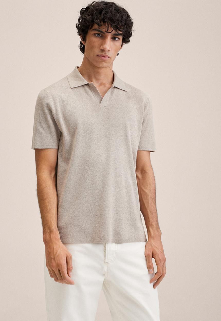 MANGO - Llino linen golfer - beige