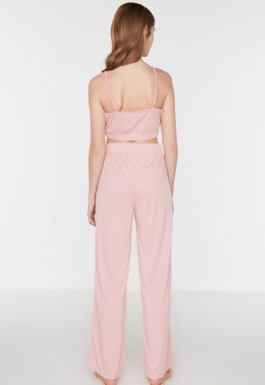 Trendyol - Crop knit pajamas set - rose