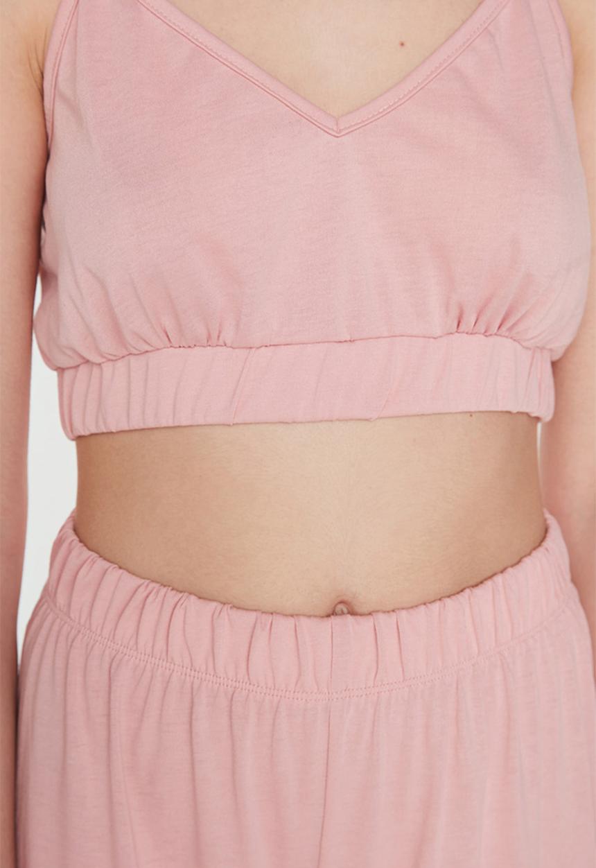 Trendyol - Crop knit pajamas set - rose