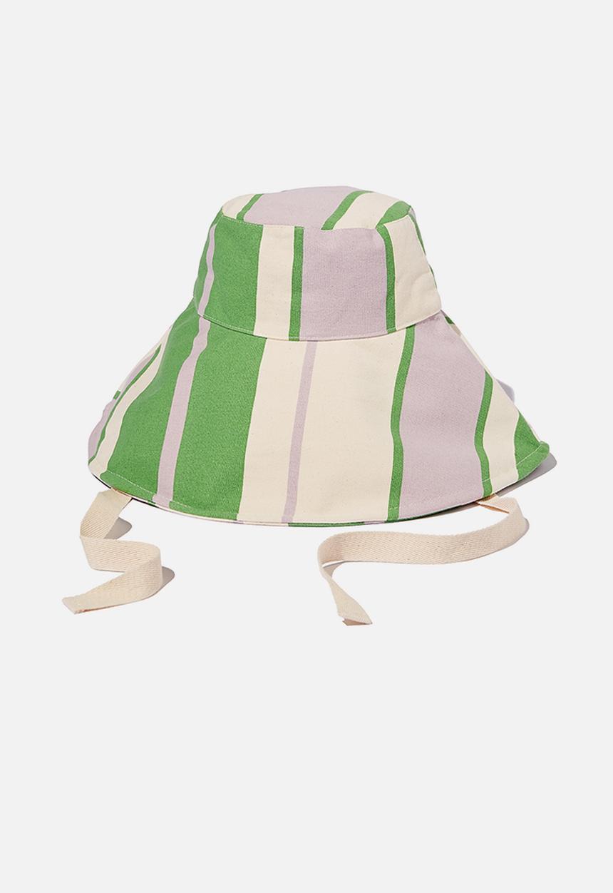 Rubi - Alice wide brim sun hat - sporty stripe green natural