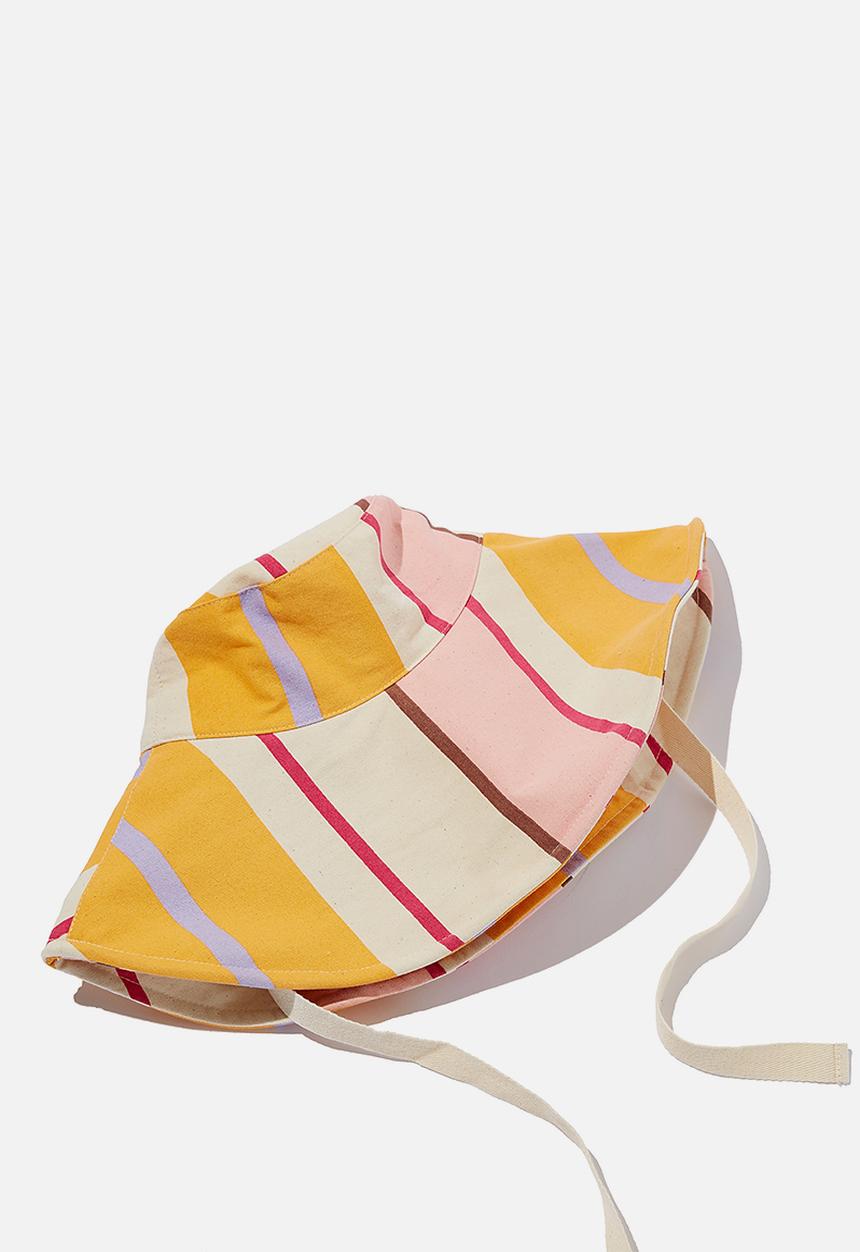 Rubi - Alice wide brim sun hat - sporty stripe orange pink