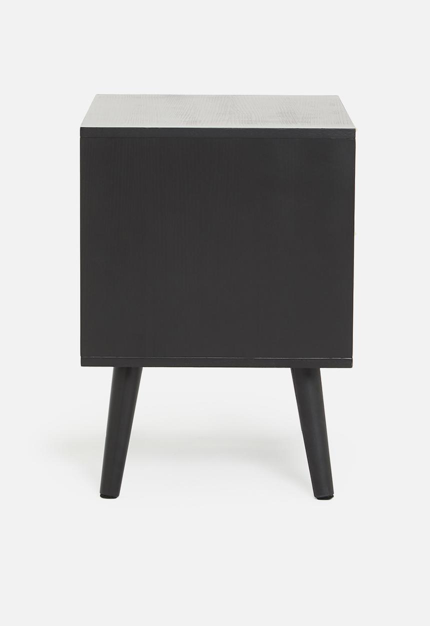 Sixth Floor - Rattan 2 drawer bedside table - black