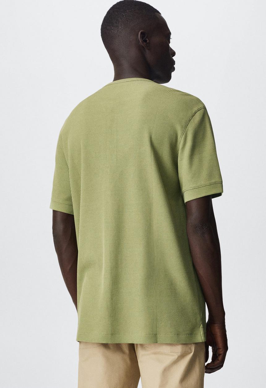 MANGO - Julian textured henley T-shirt  - green