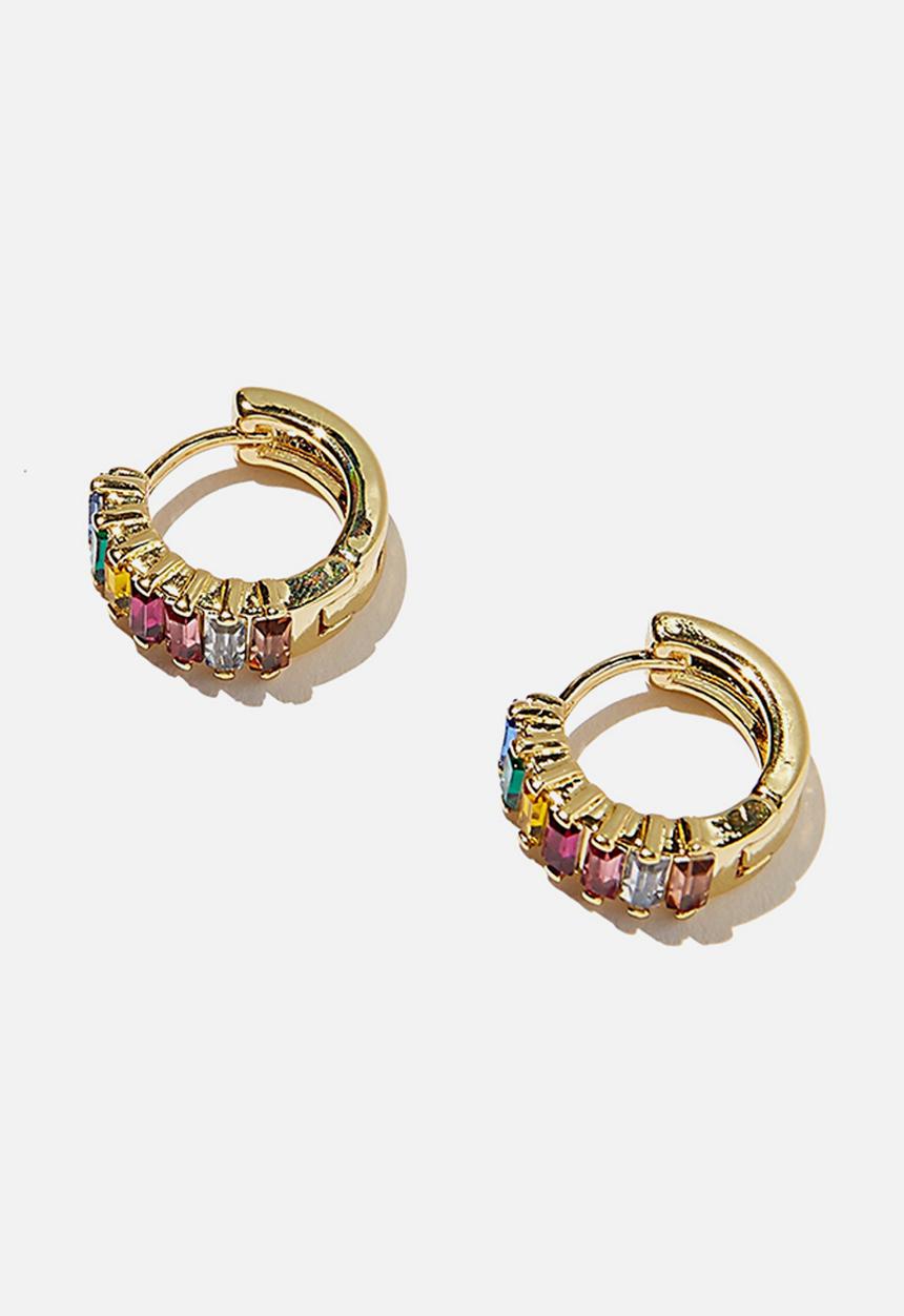 Rubi - Premium huggie hoop gold plated - gold plated rainbow baguette