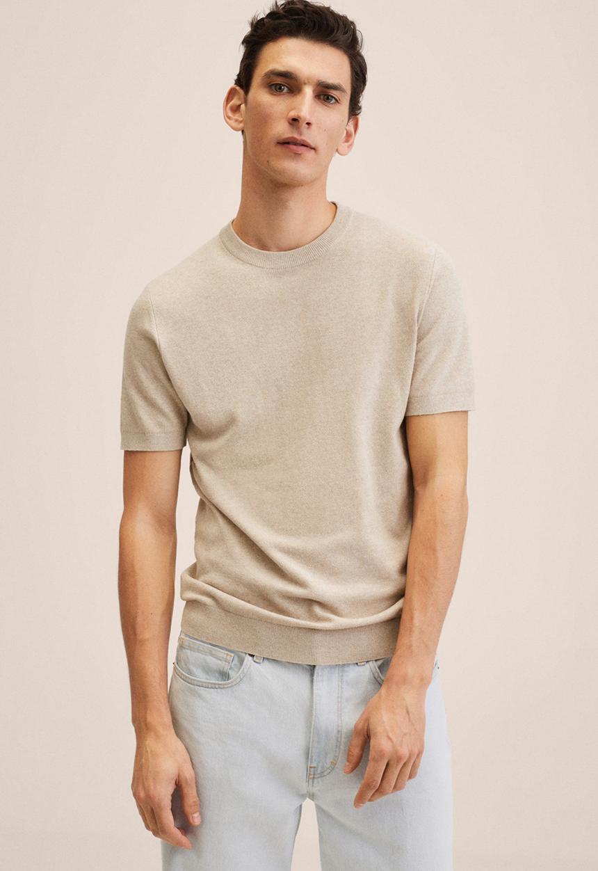 MANGO - Andrew knitted T-shirt - beige
