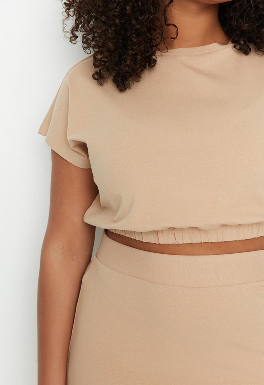 Trendyol - Plus knit bottom-top set - mink