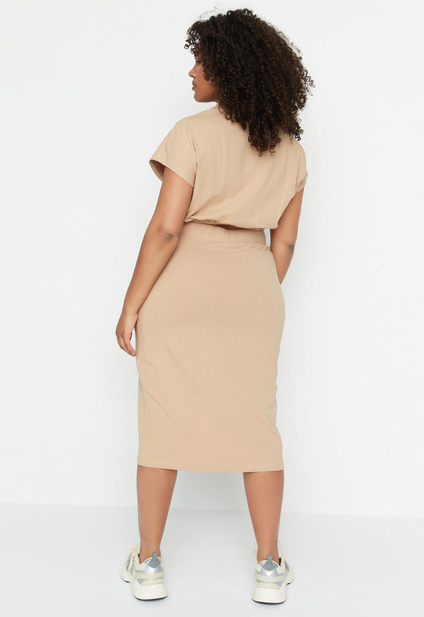 Trendyol - Plus knit bottom-top set - mink