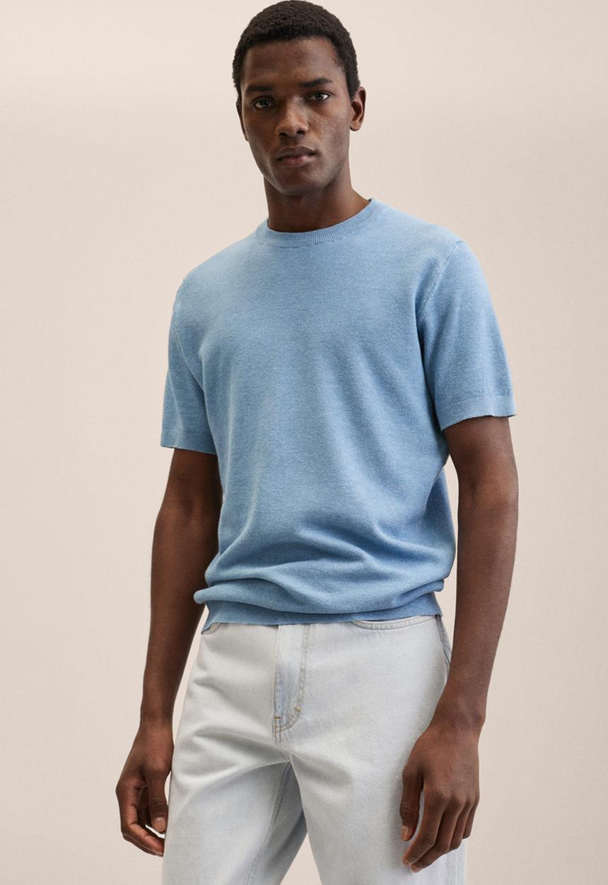MANGO - Andrew knitted T-shirt - blue