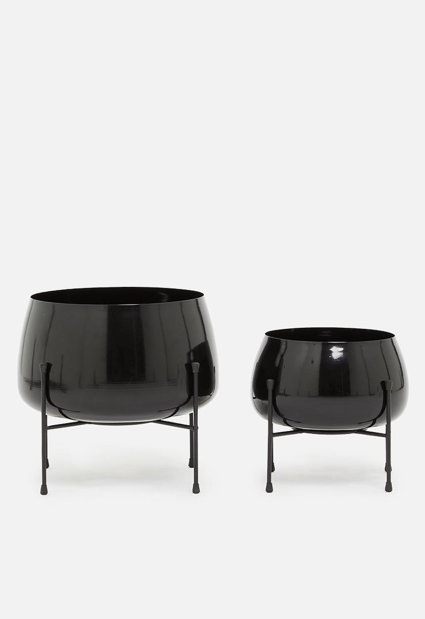 H&S - Nolo planter set of 2 - black 