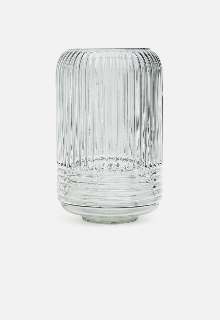 H&S - Cylinder rib vase - clear